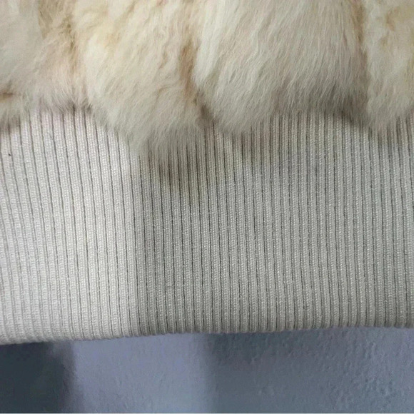 Bagatelle‎ Genuine Rabbit Fur Bomber Jacket Sz M Ivory - Picture 10 of 16